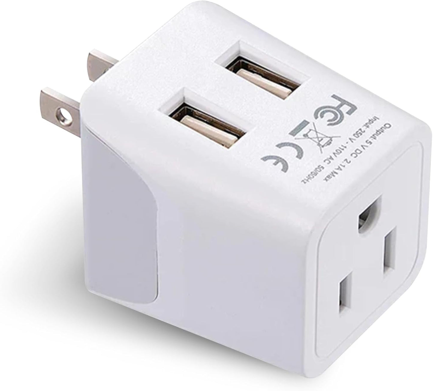 Japan, Philippines Travel Adapter Plug with Dual USB - Usa Input - Type a - Ultra Compact (CTU-6) - Perfect for Cell Phones, Laptops, Camera Chargers
