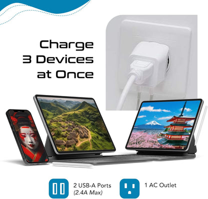 Japan, Philippines Travel Adapter Plug with Dual USB - Usa Input - Type a - Ultra Compact (CTU-6) - Perfect for Cell Phones, Laptops, Camera Chargers