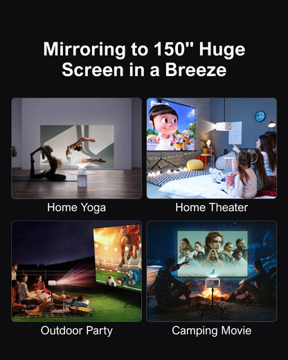 ULTIMEA Mini Projector, 300 ANSI Lumens, 5G Wifi & Bluetooth, 1080P Home Theater, Electric Focus, 150" Display, Portable Home Theater with Built-In Speakers, HDMI/USB/AV Compatible, Apollo P10