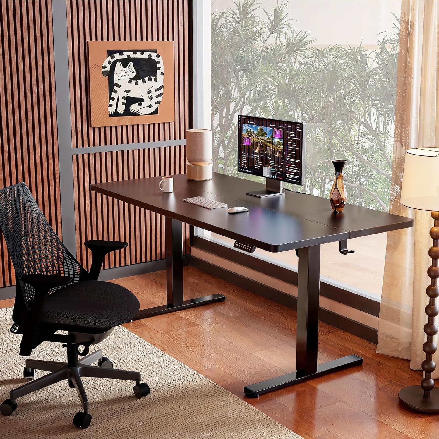 Height Adjustable Electric Standing Desk, 47.2 X 23.6 Inches Sit Stand up Desk, Memory Computer Home Office Desk (Black)