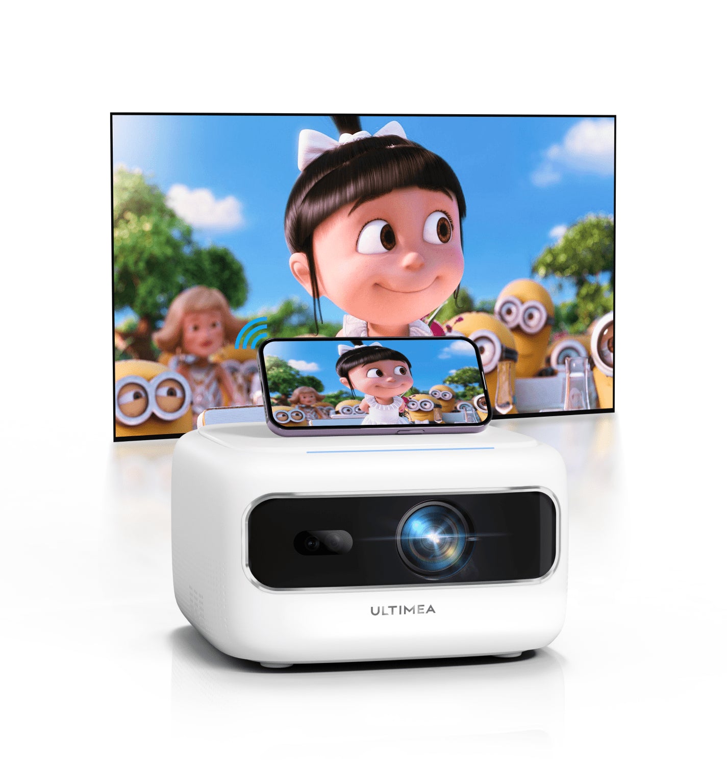 ULTIMEA Mini Projector, 300 ANSI Lumens, 5G Wifi & Bluetooth, 1080P Home Theater, Electric Focus, 150" Display, Portable Home Theater with Built-In Speakers, HDMI/USB/AV Compatible, Apollo P10