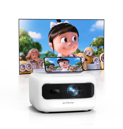 ULTIMEA Mini Projector, 300 ANSI Lumens, 5G Wifi & Bluetooth, 1080P Home Theater, Electric Focus, 150" Display, Portable Home Theater with Built-In Speakers, HDMI/USB/AV Compatible, Apollo P10