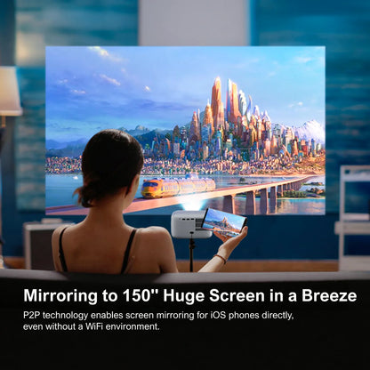 ULTIMEA Mini Projector, 300 ANSI Lumens, 5G Wifi & Bluetooth, 1080P Home Theater, Electric Focus, 150" Display, Portable Home Theater with Built-In Speakers, HDMI/USB/AV Compatible, Apollo P10