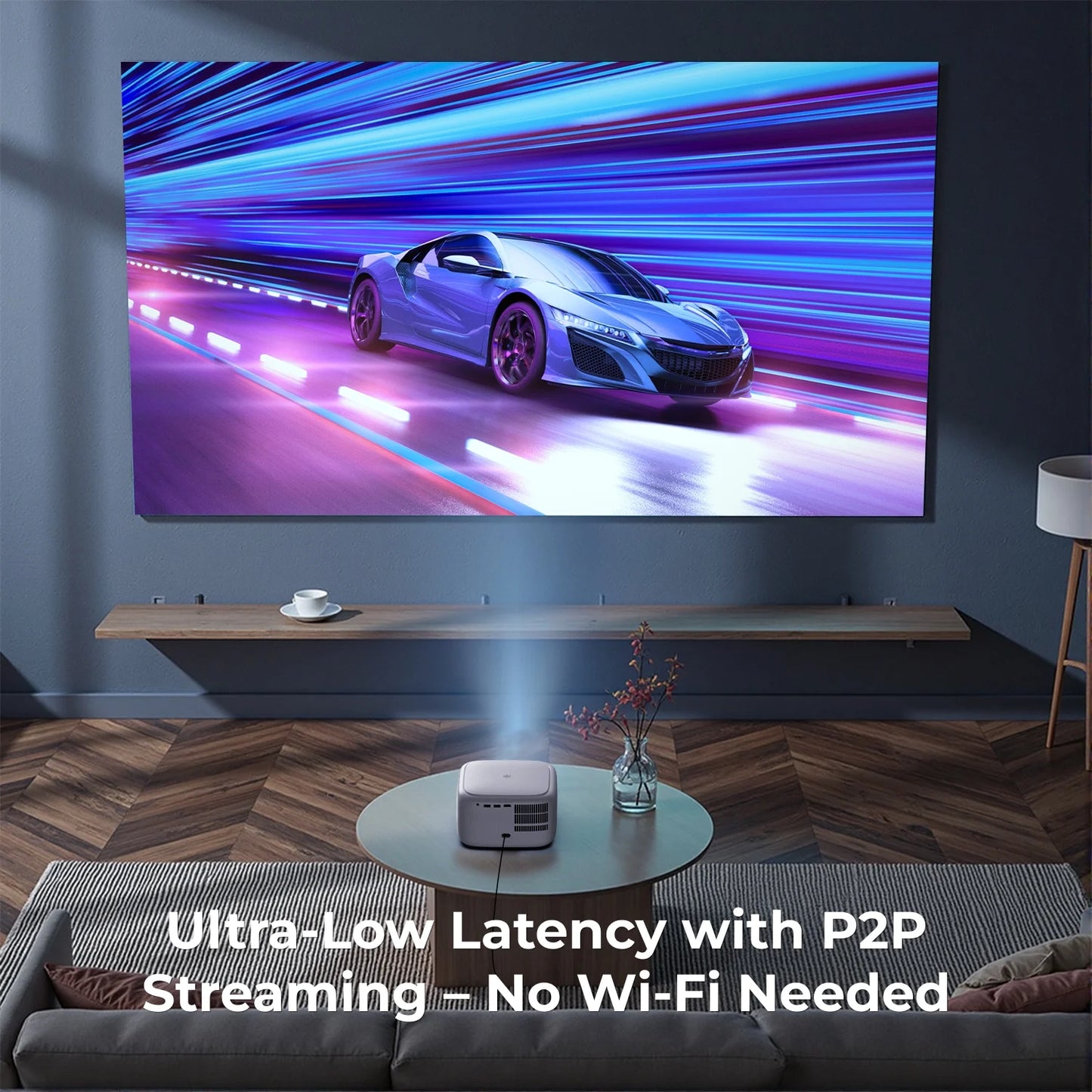 ULTIMEA Mini Projector, 300 ANSI Lumens, 5G Wifi & Bluetooth, 1080P Home Theater, Electric Focus, 150" Display, Portable Home Theater with Built-In Speakers, HDMI/USB/AV Compatible, Apollo P10
