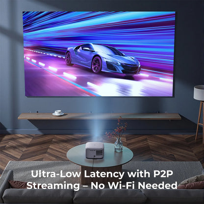 ULTIMEA Mini Projector, 300 ANSI Lumens, 5G Wifi & Bluetooth, 1080P Home Theater, Electric Focus, 150" Display, Portable Home Theater with Built-In Speakers, HDMI/USB/AV Compatible, Apollo P10