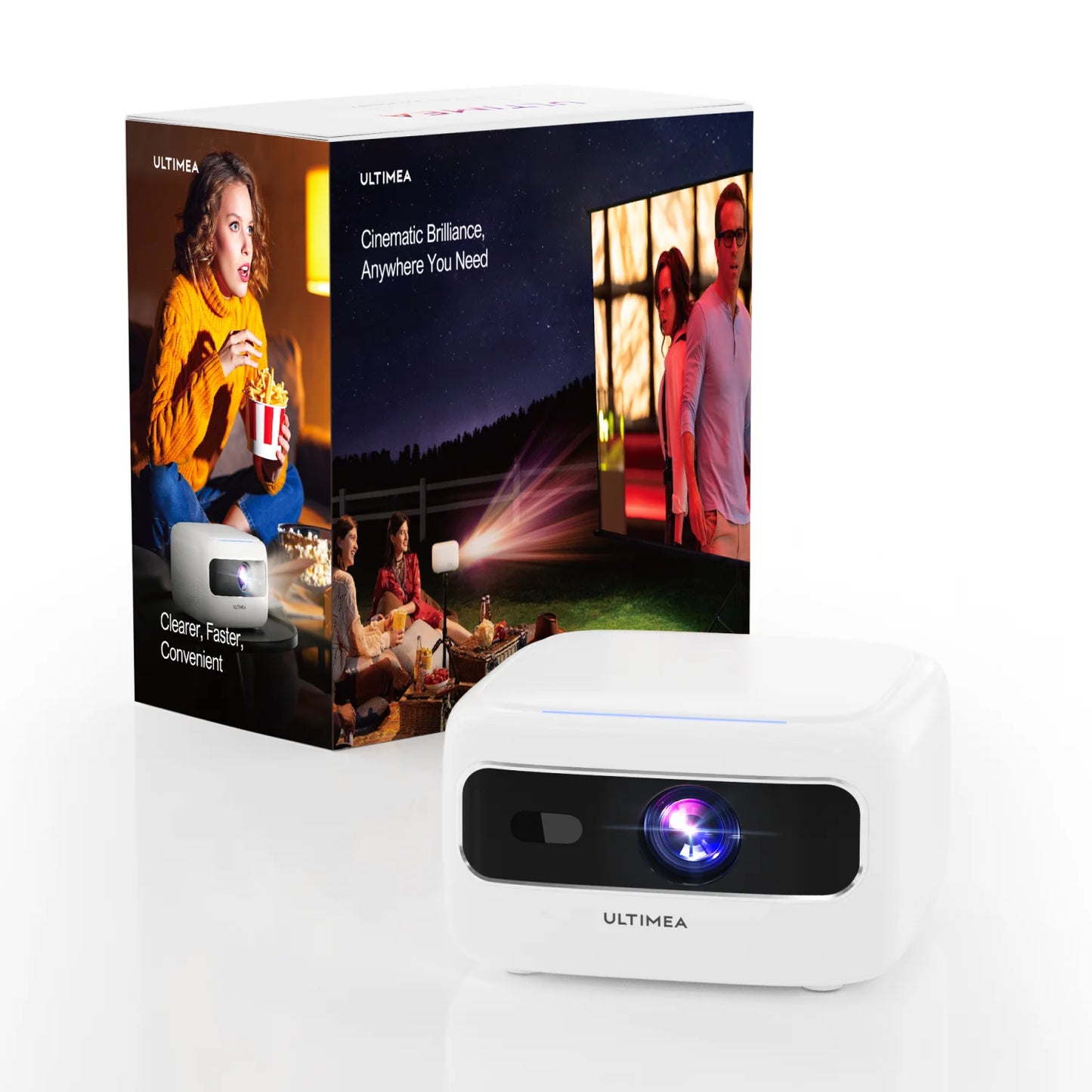 ULTIMEA Mini Projector, 300 ANSI Lumens, 5G Wifi & Bluetooth, 1080P Home Theater, Electric Focus, 150" Display, Portable Home Theater with Built-In Speakers, HDMI/USB/AV Compatible, Apollo P10