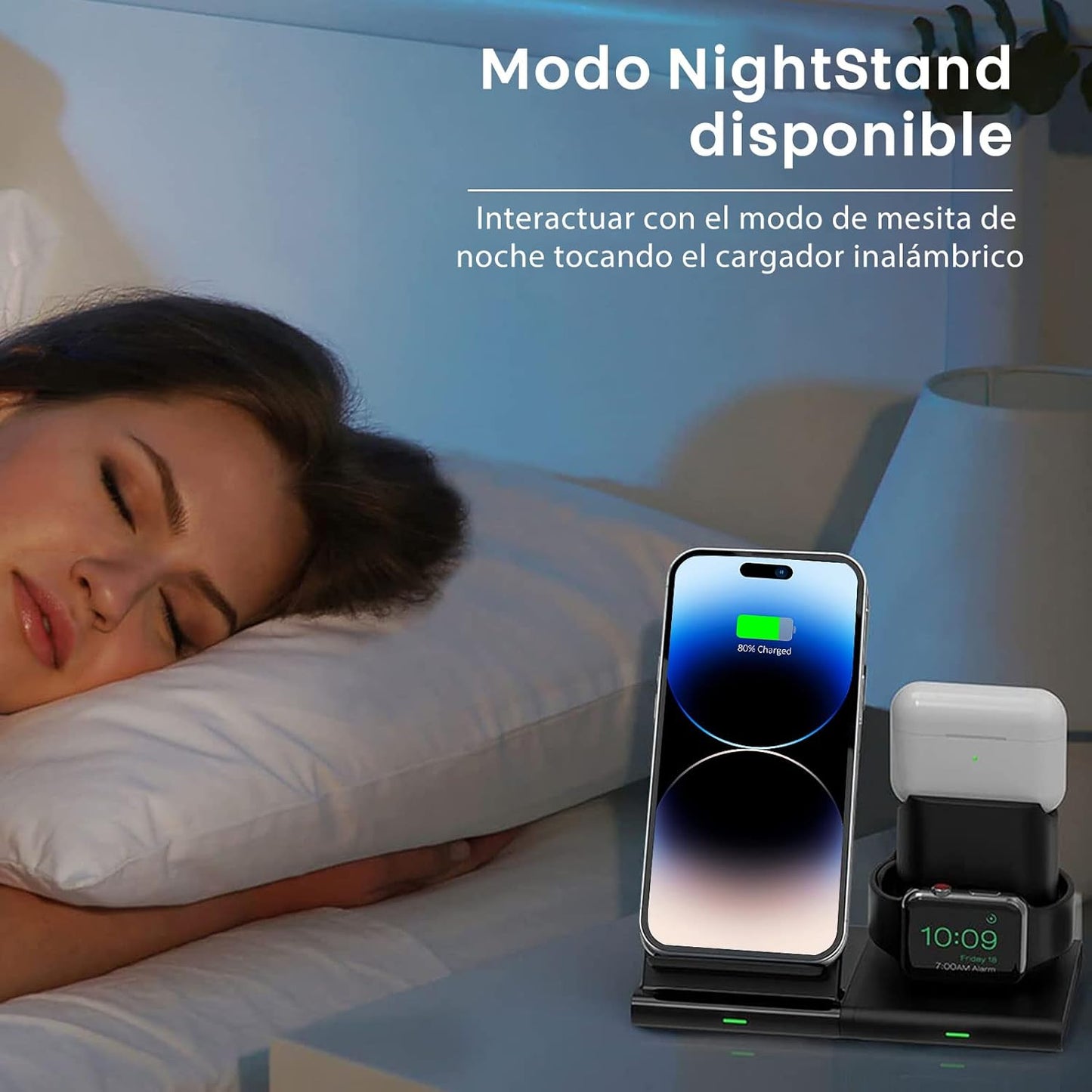 Wireless Charging Station,3 in 1 Wireless Charger Stand, Fast Wireless Charging Dock for Iphone 14/13/12/11/Pro/X/Max/Xs/Xr/8/Plus, for Apple Watch8/7/6/5/4/3/2/Se, for Airpods 3/2/Pro(With Adapter)